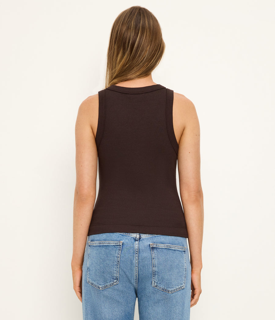 Gina Ribbed Crop Tank in Java Brown Back View #JAVA