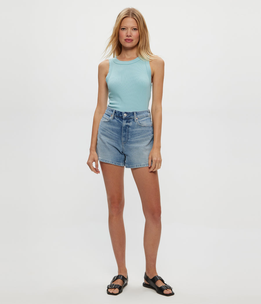 Gina Ribbed Crop Tank in SERENE BLUE Full Body View #SERENE