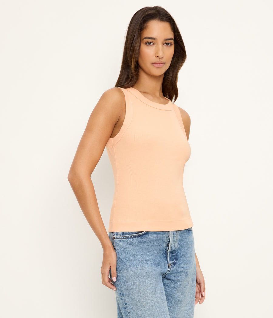 Gina Ribbed Crop Tank inTangerine Orange Side View #TANGERINE