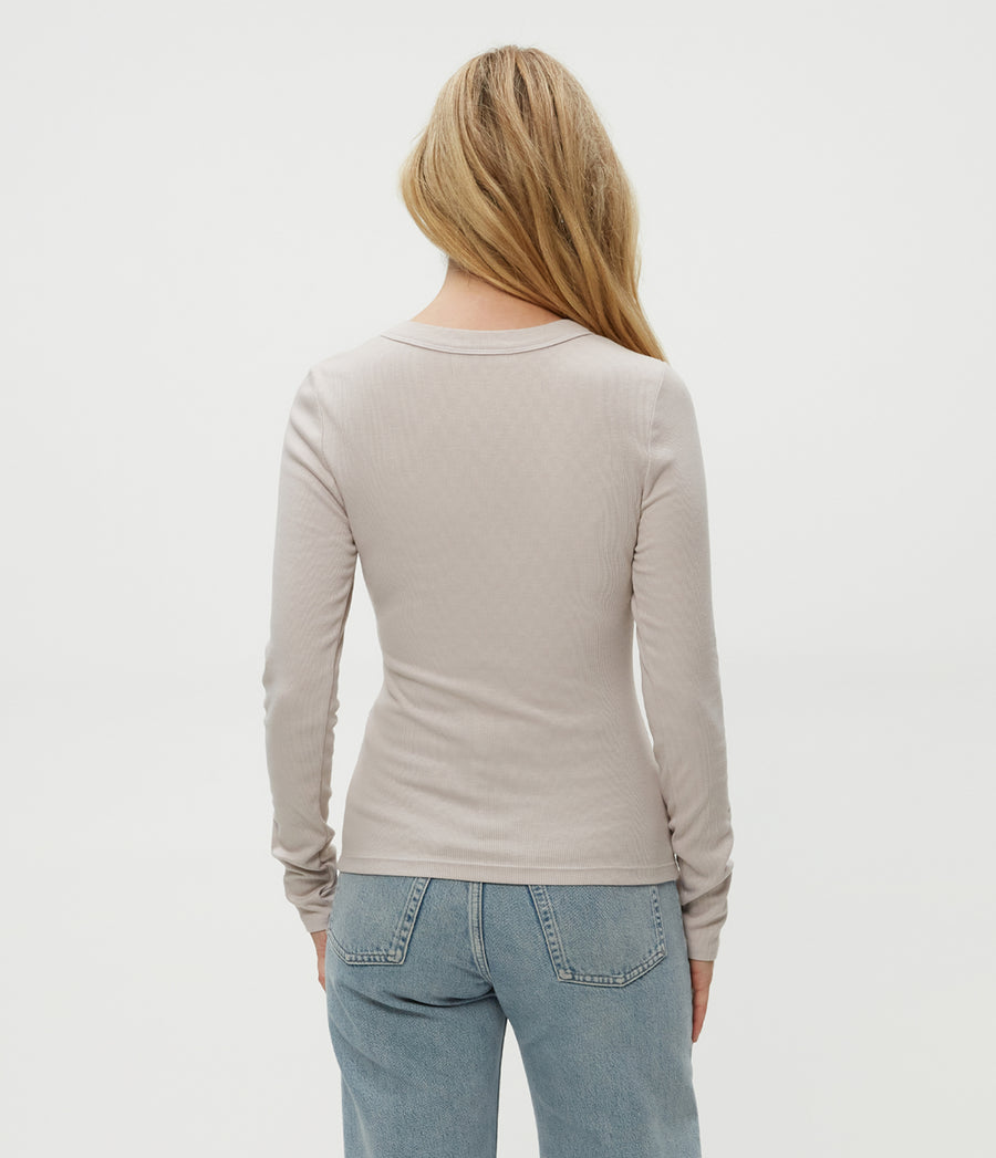 Zola Ribbed Tee in Cement  Back View #CEMENT