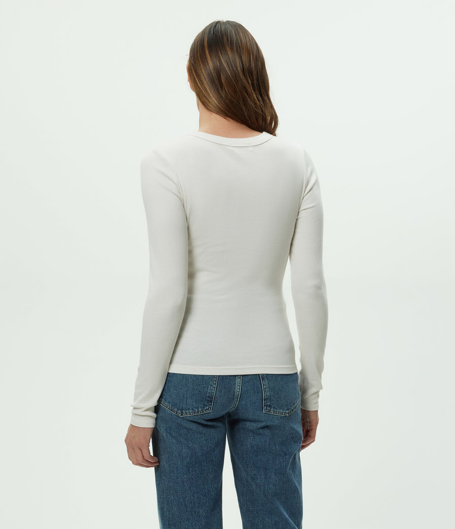 Zola Ribbed Tee in Chalk White Back View #CHALK