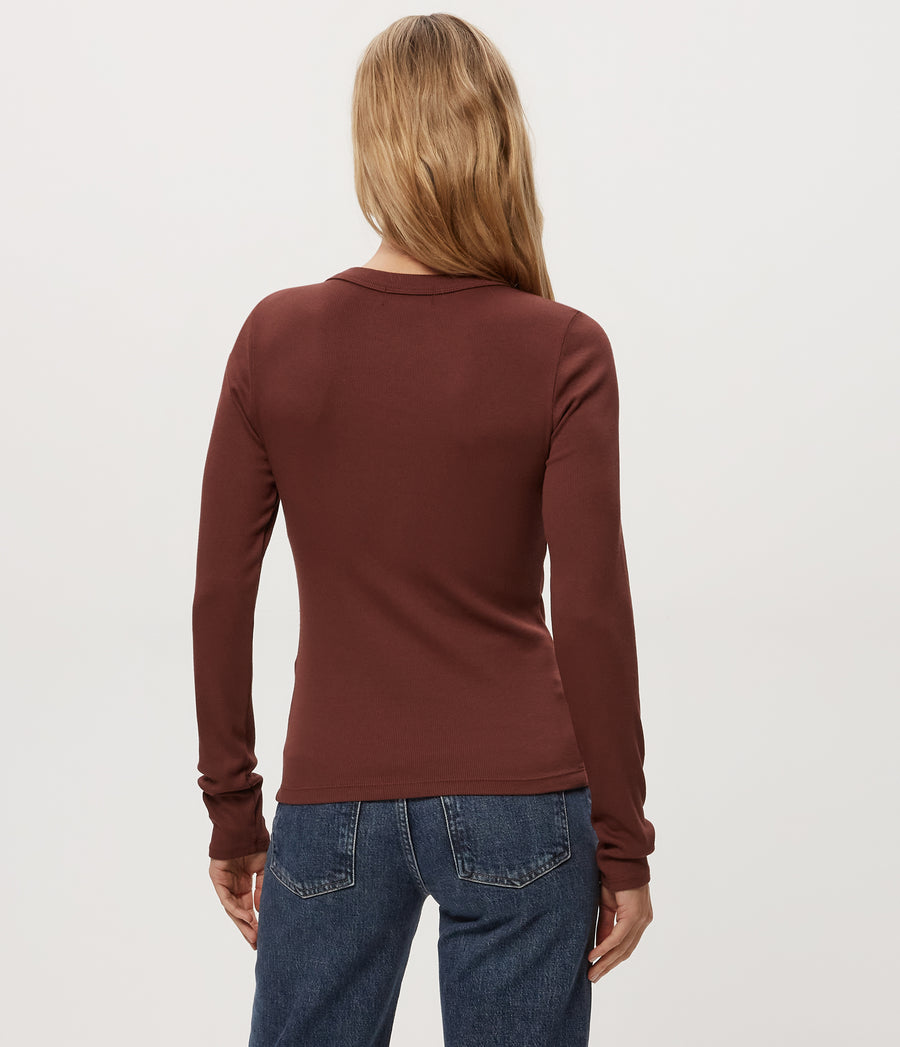 Zola Ribbed Tee in ESPRESSO Brown Back View #ESPRESSO