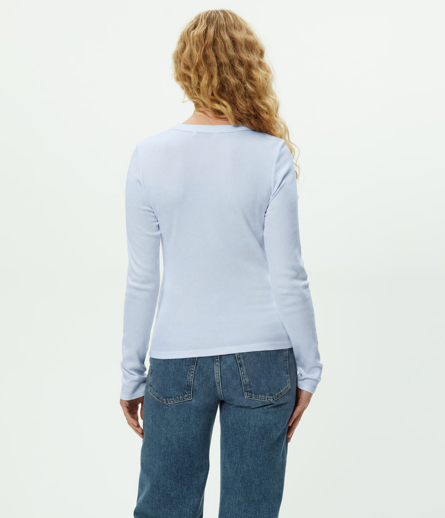 Zola Ribbed Tee in SPLASH Blue  Back View #SPLASH