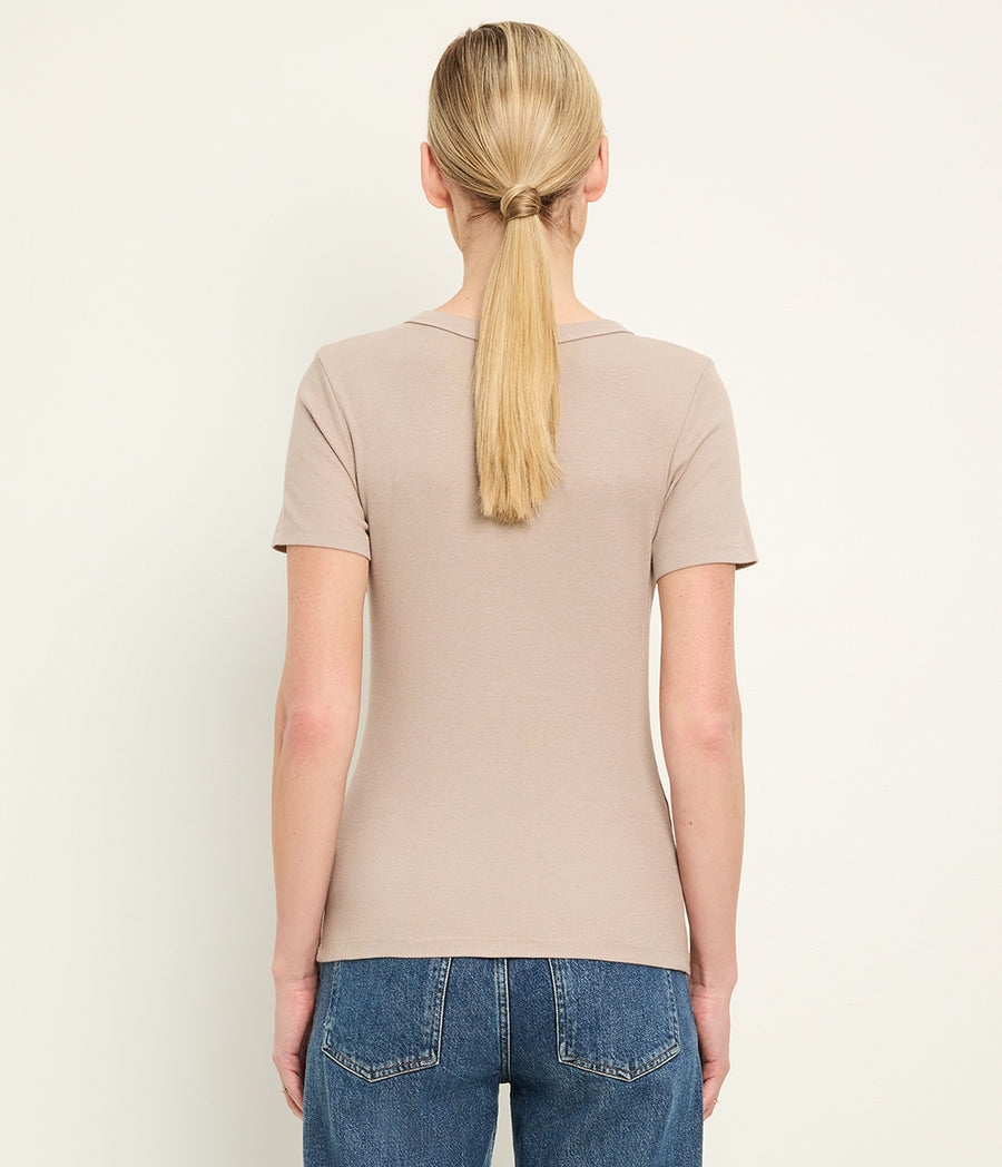 Rico Crewneck Tee in  MACADAMIA Beige Back View #MACADAMIA