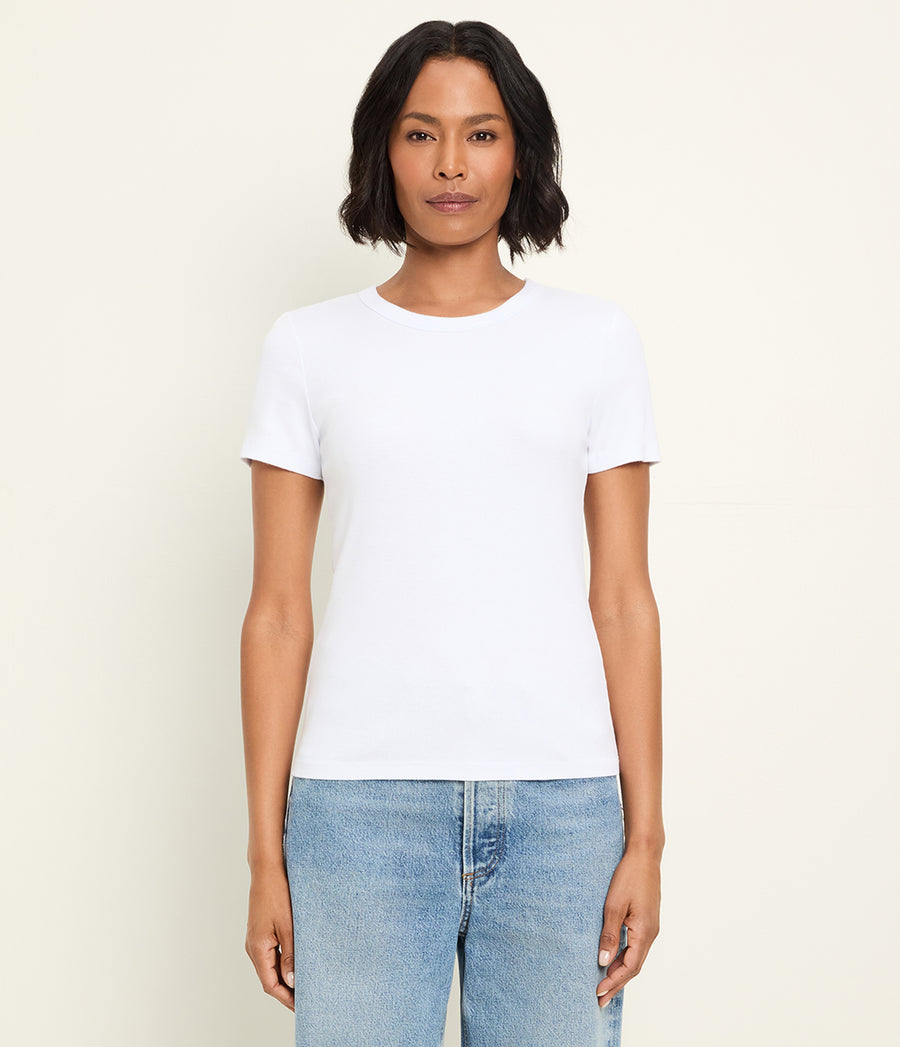 Rico Crewneck Tee in White Full Body View #WHITE