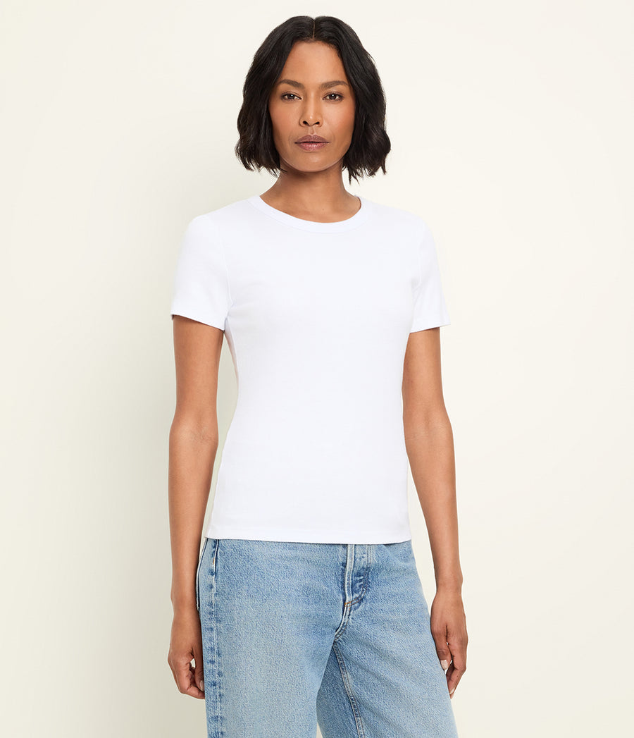 Rico Crewneck Tee in White Side View #WHITE