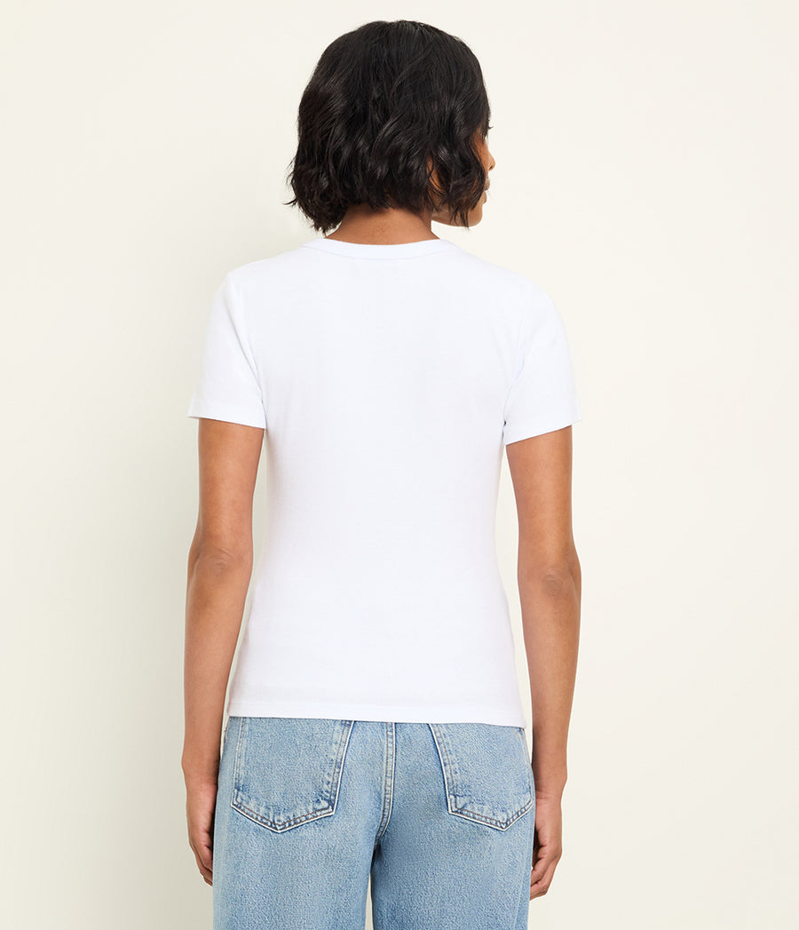 Rico Crewneck Tee in White Back View  #WHITE