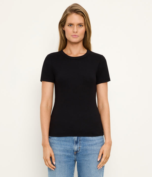 Rico Crewneck Tee in Black  Full Body View #BLACK