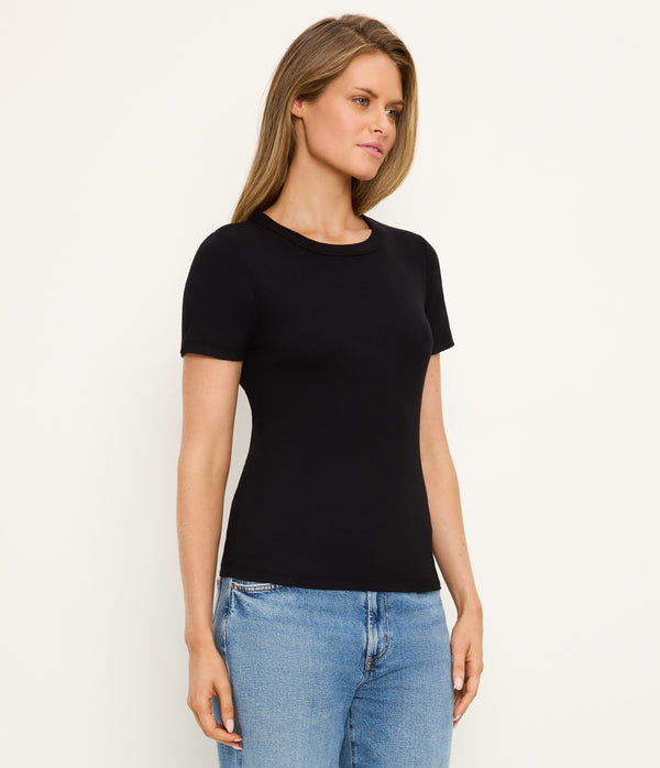 Rico Crewneck Tee in Black  Side View #BLACK