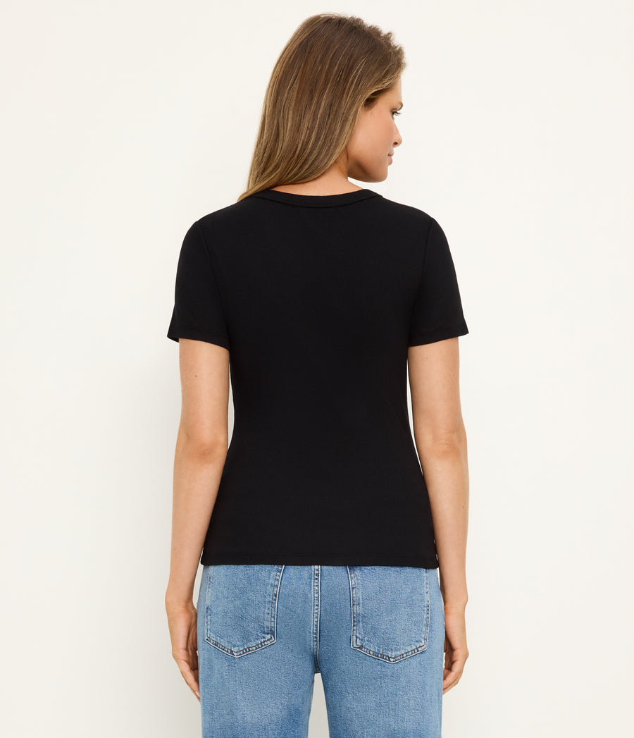Rico Crewneck Tee in Black  Back View #BLACK