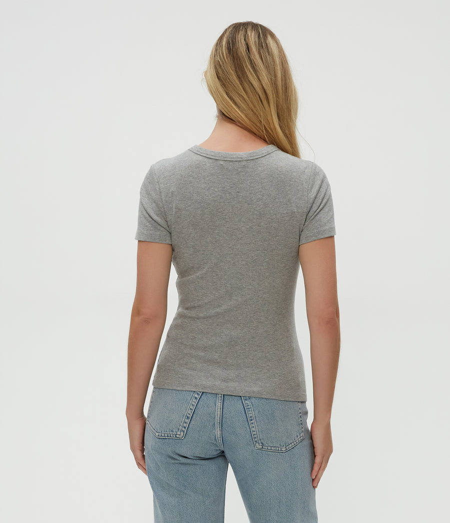 Rico Crewneck Tee in Heather Grey Grey Back View #HEATHER GREY