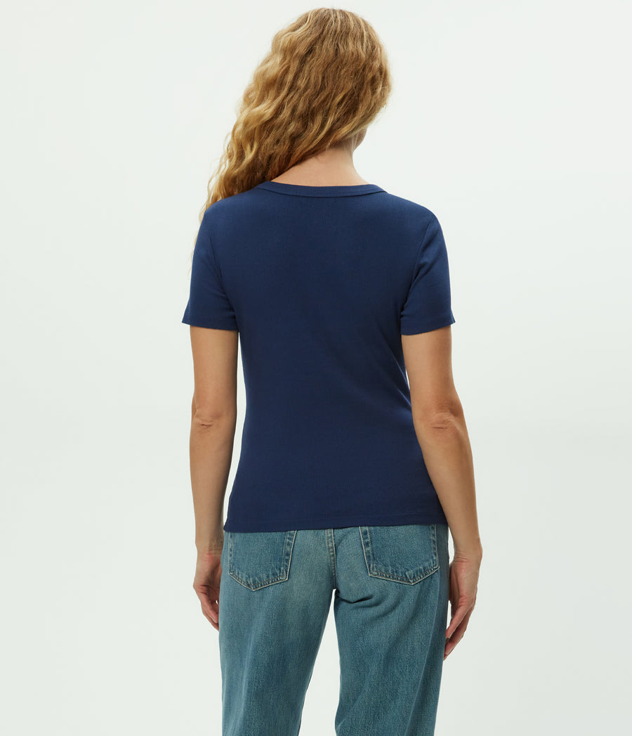 Rico Crewneck Tee in Nocturnal Blue Back View #NOCTURNAL