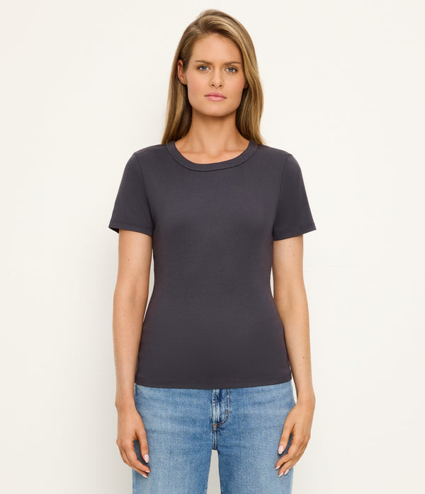 Rico Crewneck Tee in Oxide Grey Full Body View #OXIDE