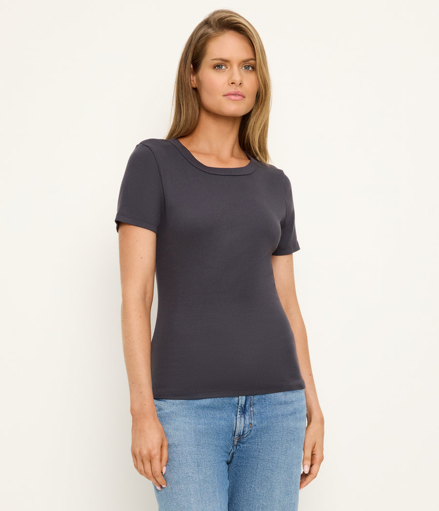 Rico Crewneck Tee in Oxide Grey  Side View #OXIDE