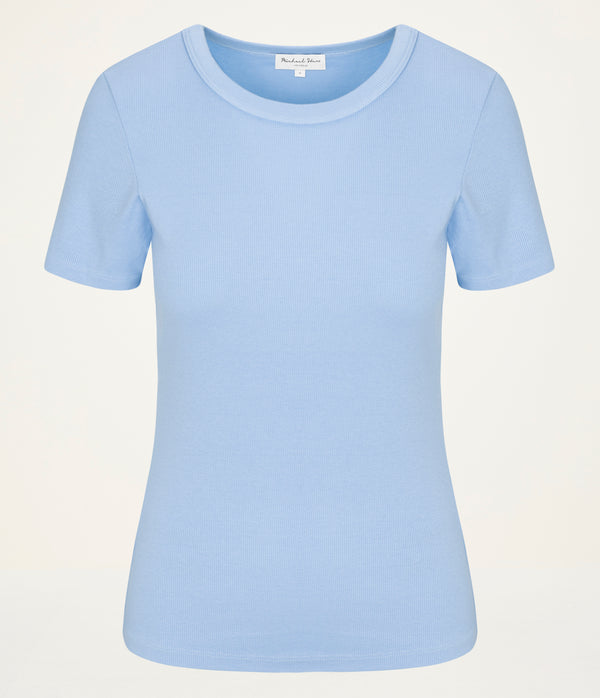 Rico Crewneck Tee  in SKY Blue Close up View #SKY