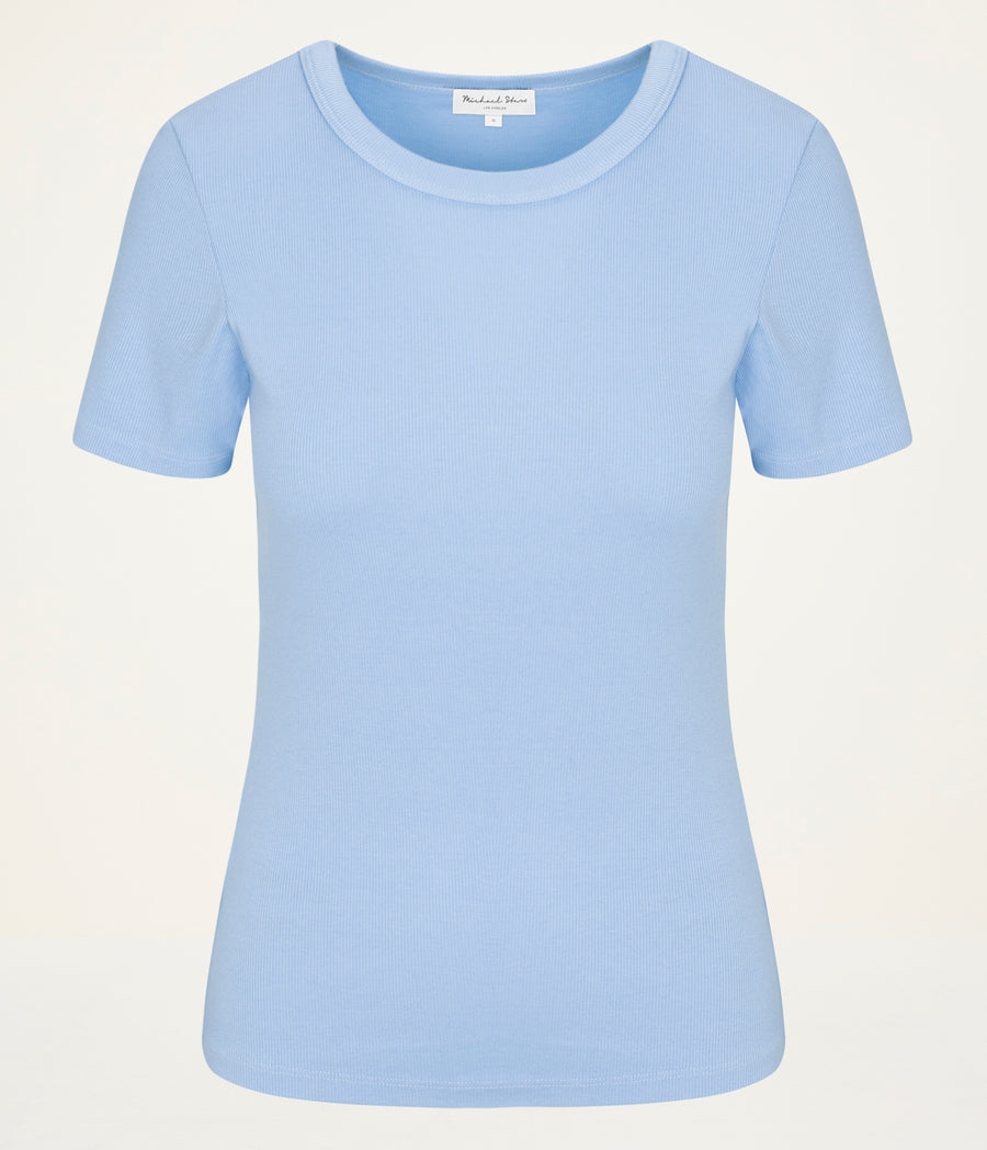 Rico Crewneck Tee  in SKY Blue Close up View #SKY