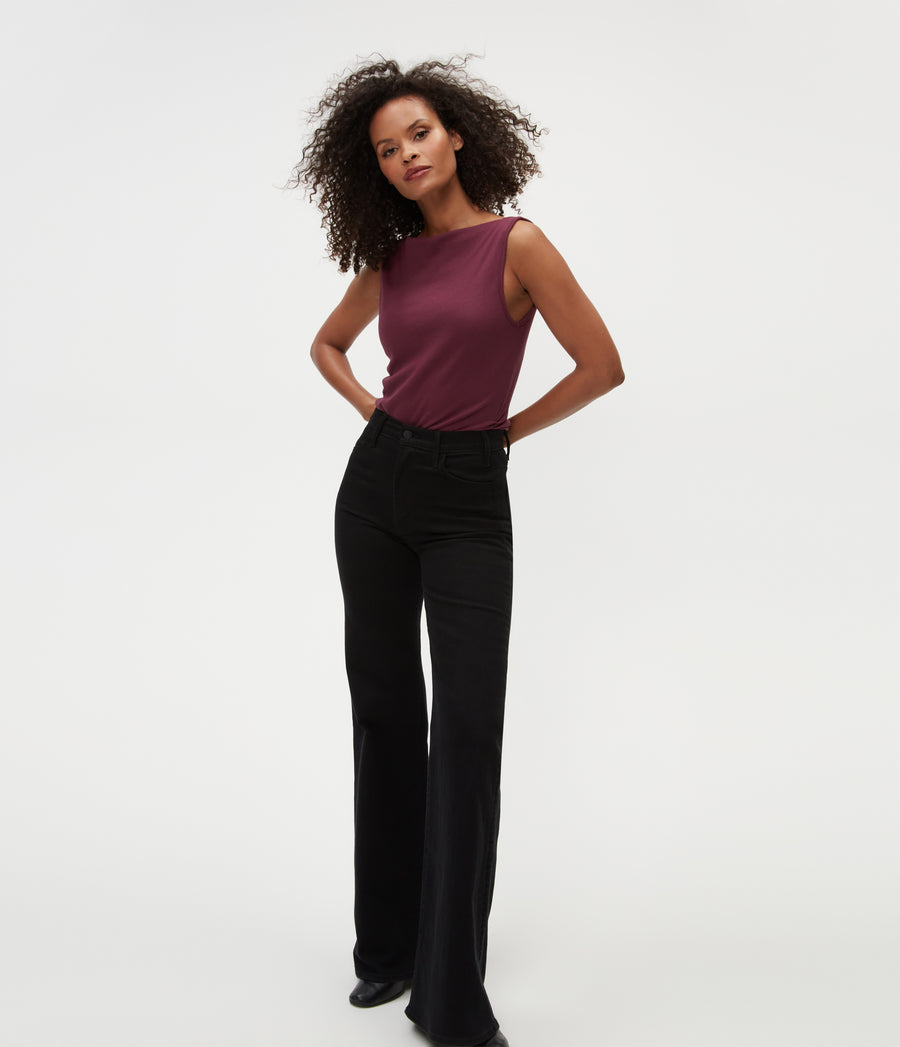 Coco Ruched Tank in Beetroot Red Full Body View #BEETROOT