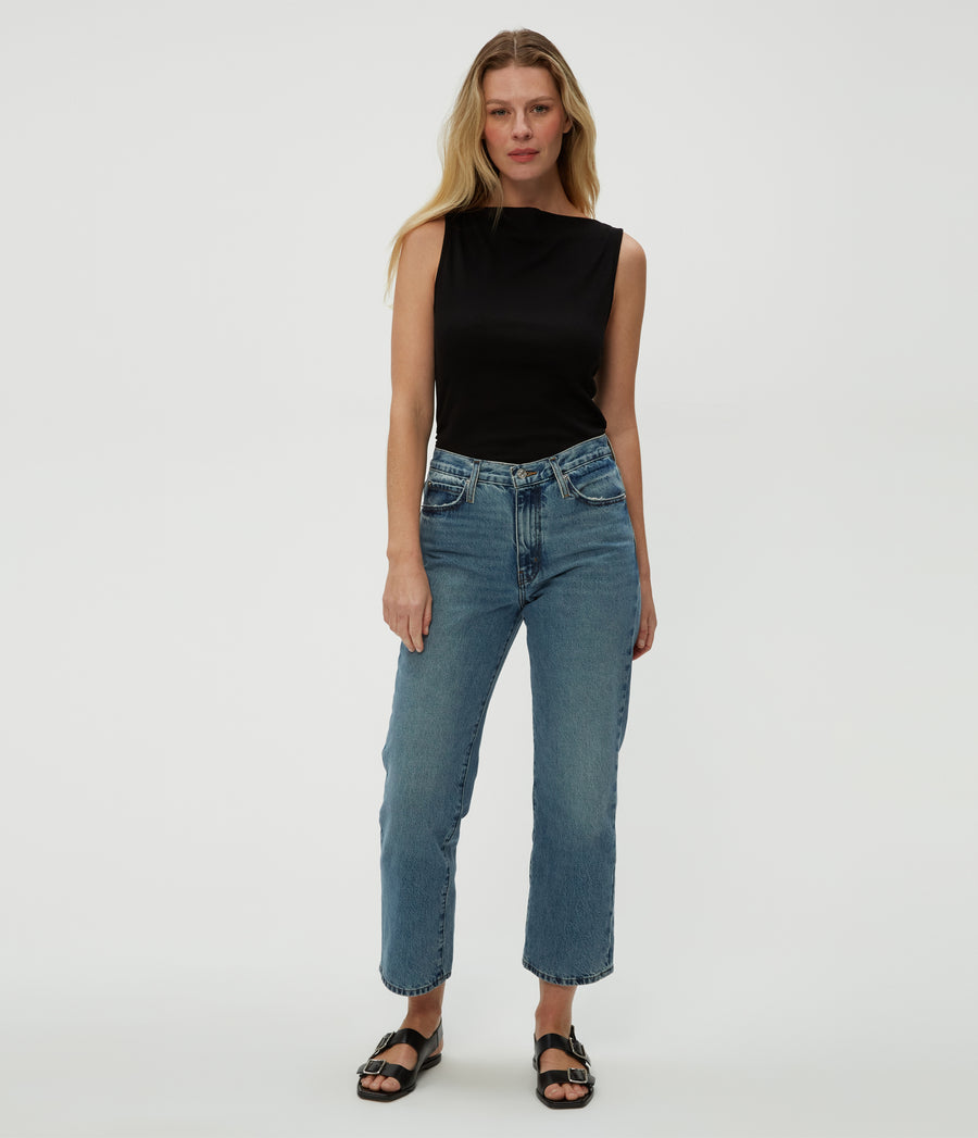Coco Ruched Tank in Black  Full Body View #BLACK