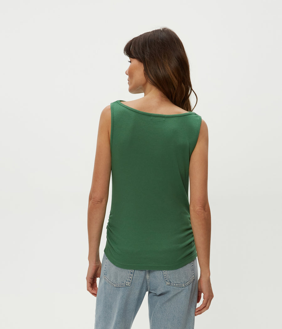Coco Ruched Tank in Palm Green Back View #PALM