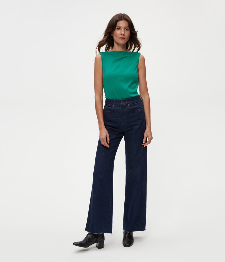 Coco Ruched Tank in Peppermint Green Full Body View #PEPPERMINT