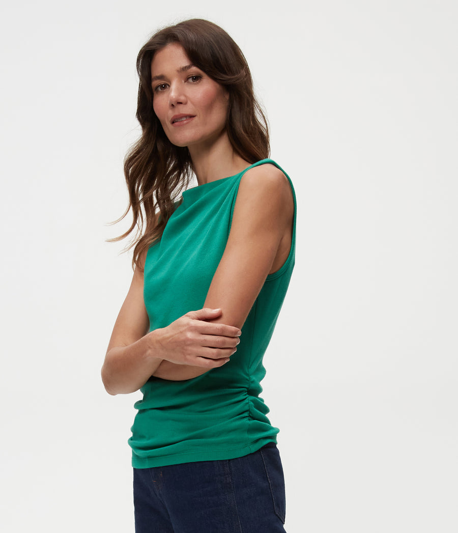 Coco Ruched Tank in Peppermint Green Side View #PEPPERMINT