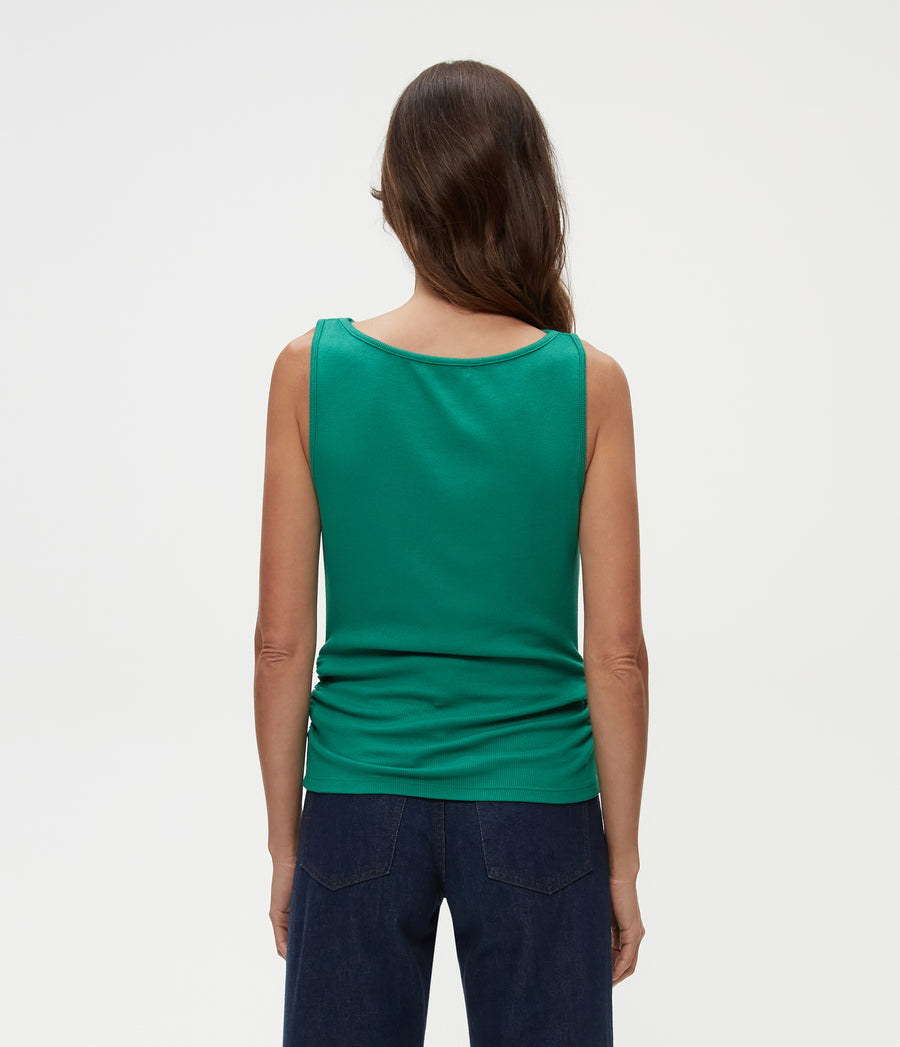 Coco Ruched Tank in Peppermint Green Back View #PEPPERMINT