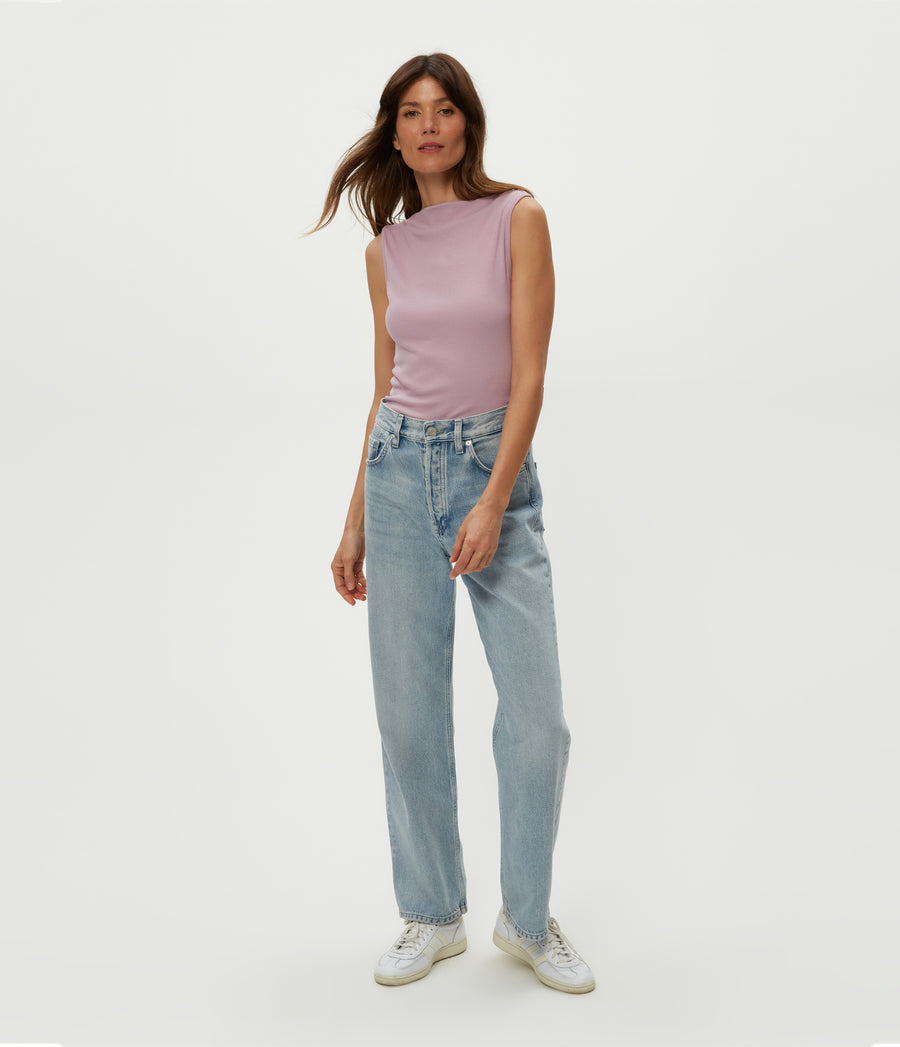 Coco Ruched Tank in Sachet Purple Full Body View #SACHET