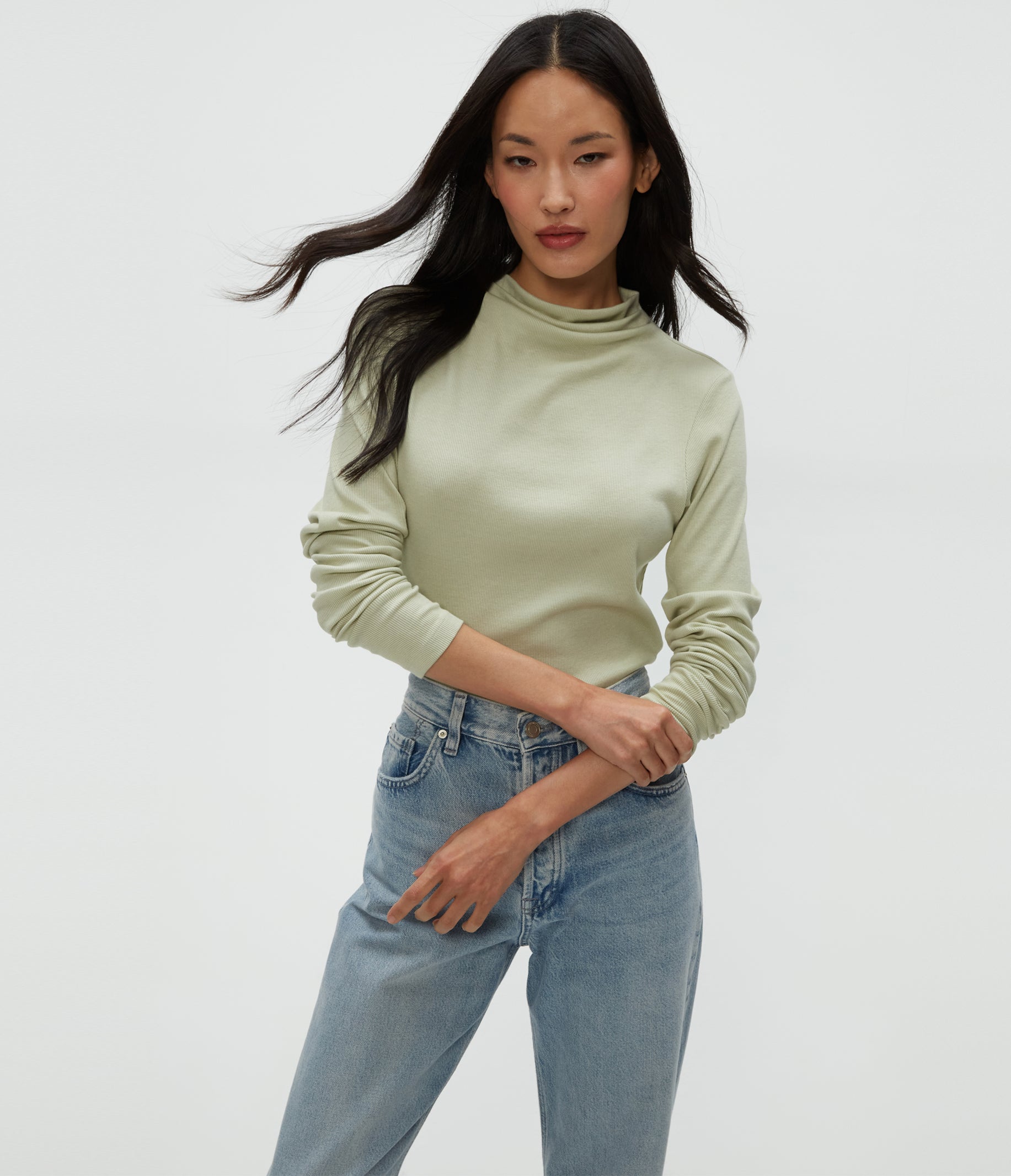 【PORTERNA】Mir Button Turtleneck Janine Mock Neck Top