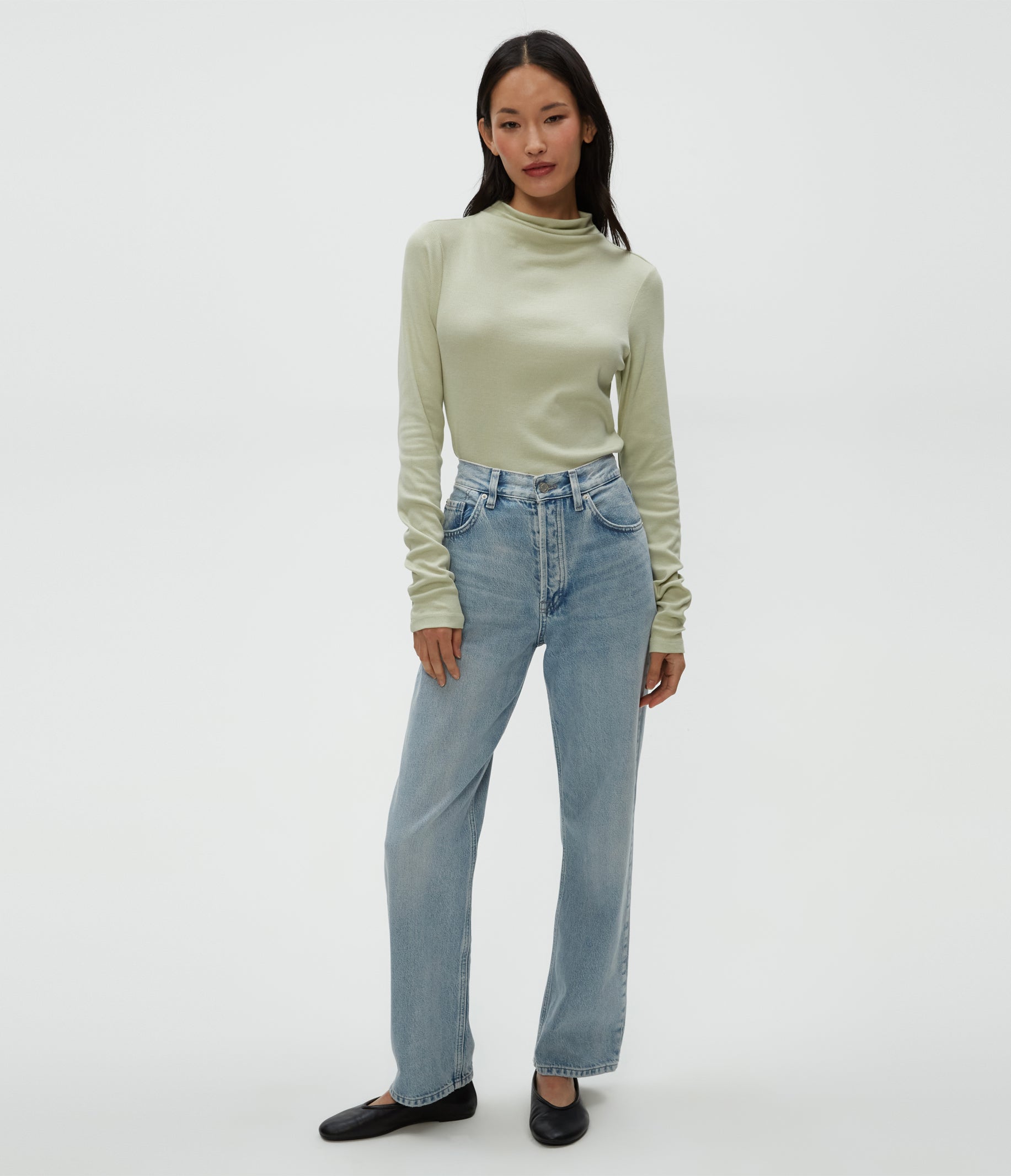 （manaminto） CLANE DEEP U NECK TOPS Janine Mock Neck Top