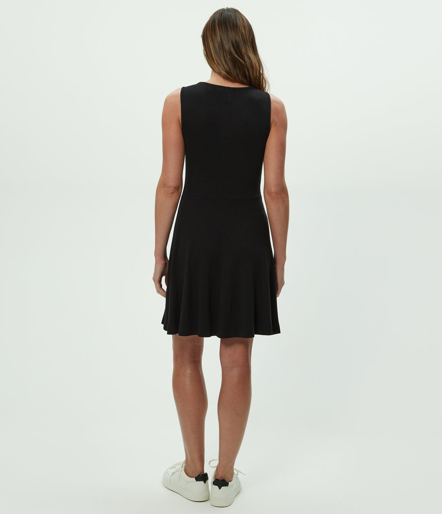 Andy Mini Skater Dress in Black Back View  #BLACK