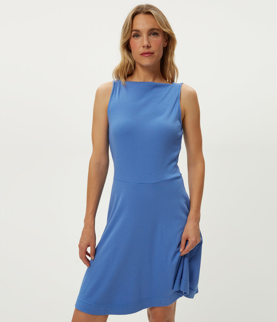 Andy Mini Skater Dress in BABY BLUE Blue Close up View #BLUE RIBBON