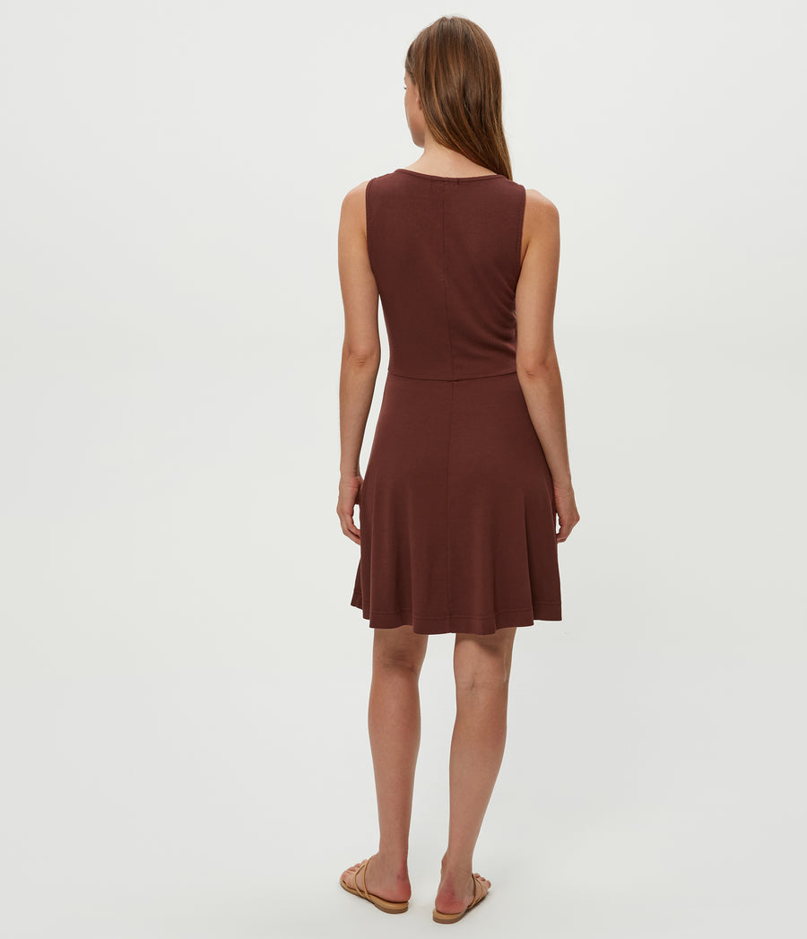 Andy Mini Skater Dress in ESPRESSO Brown Back View #ESPRESSO