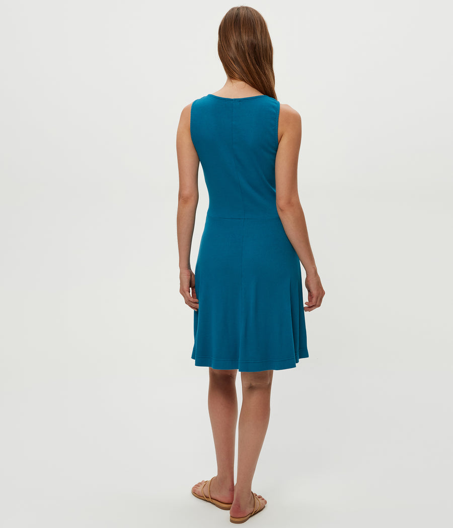 Andy Mini Skater Dress in LAGOON GREEN Back View #LAGOON