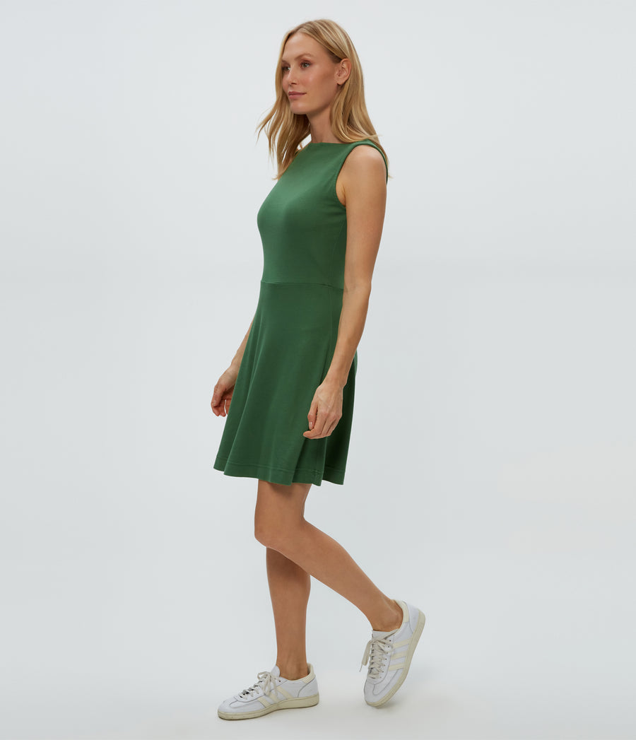 Andy Mini Skater Dress in Palm Green Side View #PALM