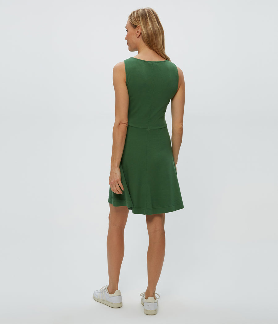 Andy Mini Skater Dress in Palm Green Back View #PALM