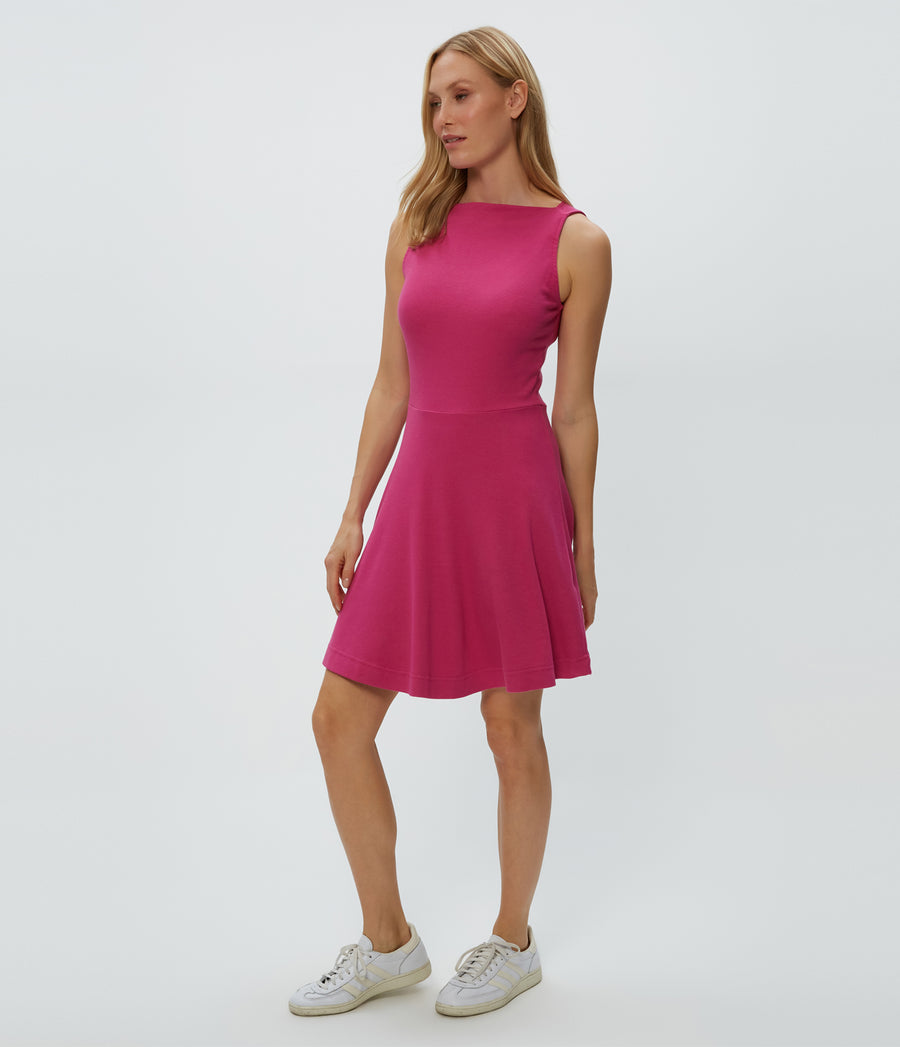 Andy Mini Skater Dress in Pitaya Pink Side View #PITAYA