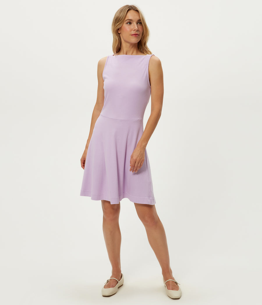 Andy Mini Skater Dress in WHIMSY PURPLE Full Body View #WHIMSY