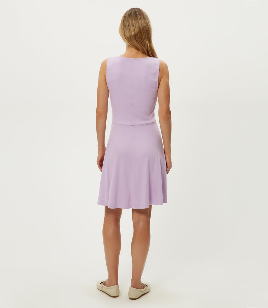 Andy Mini Skater Dress in WHIMSY PURPLE Back View #WHIMSY