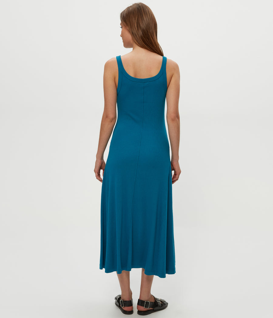 Celine Midi Dress in LAGOON GREEN Back View #LAGOON