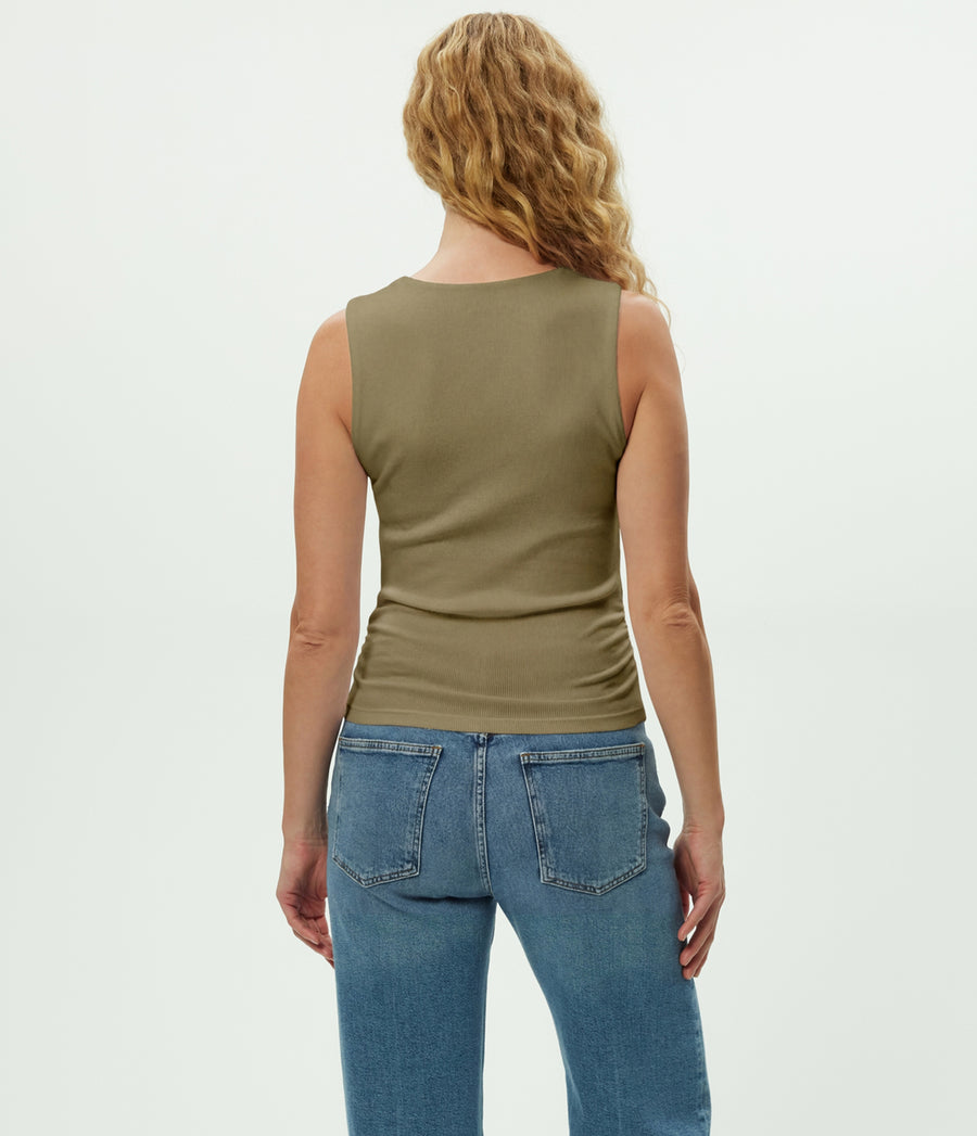 Maribel Square Neck Tank in CAPER Green Back View #CAPER