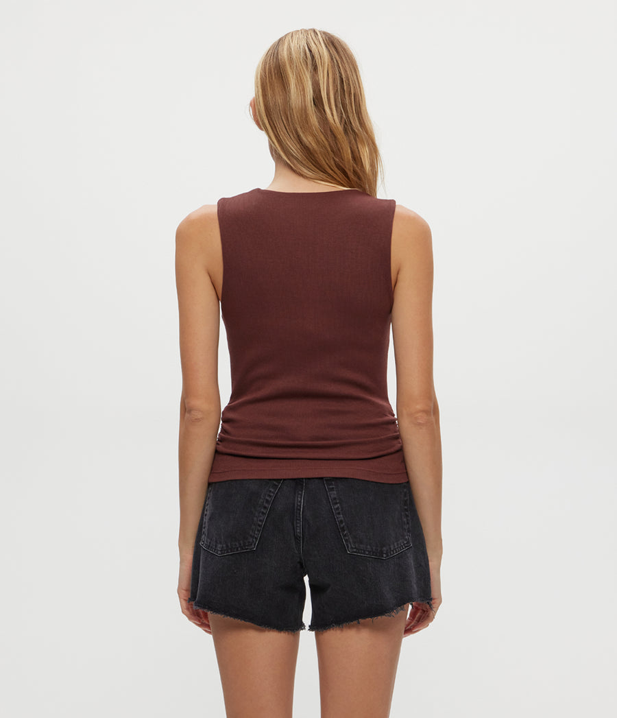 Maribel Square Neck Tank in ESPRESSO Brown Back View #ESPRESSO