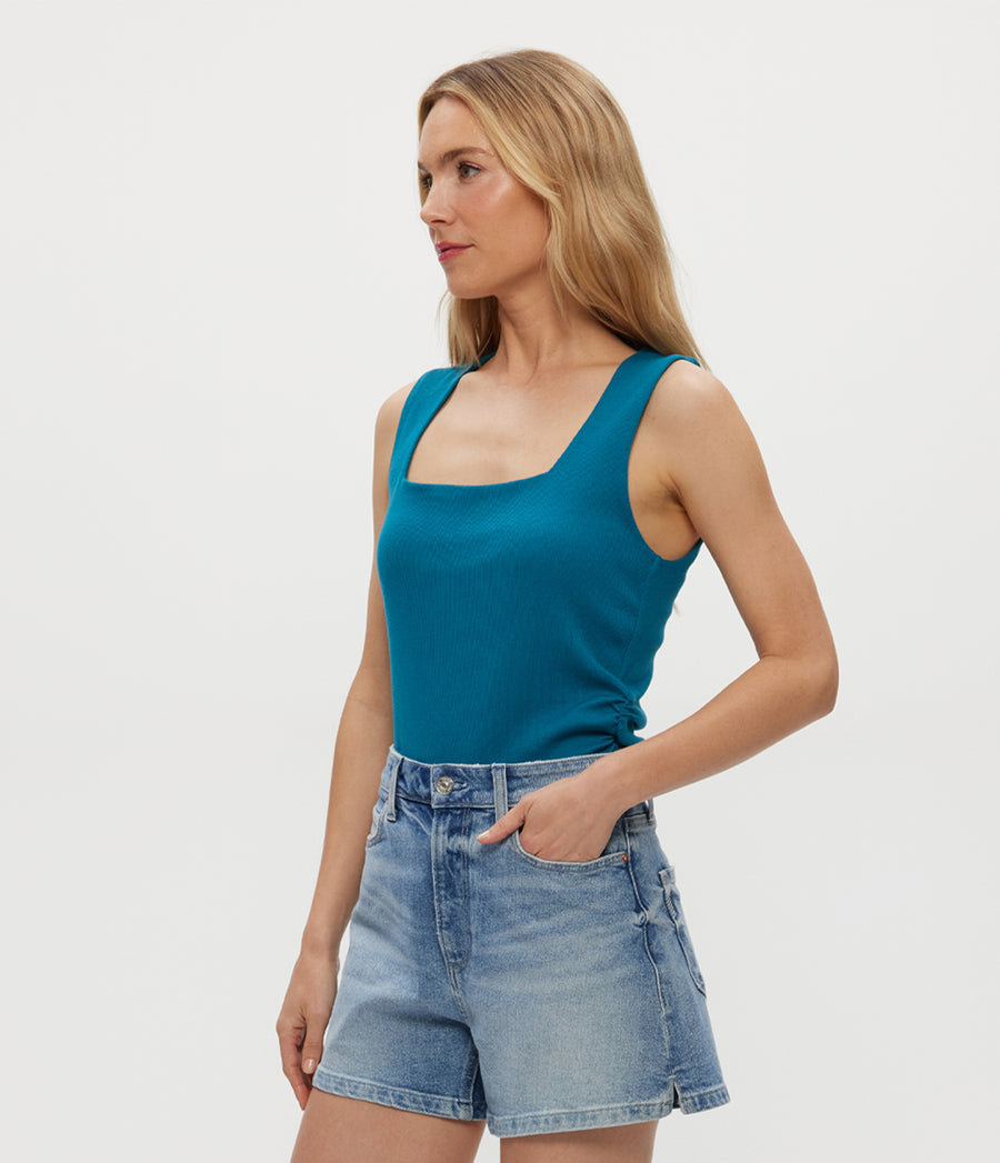 Maribel Square Neck Tank in LAGOON GREEN Side View #LAGOON