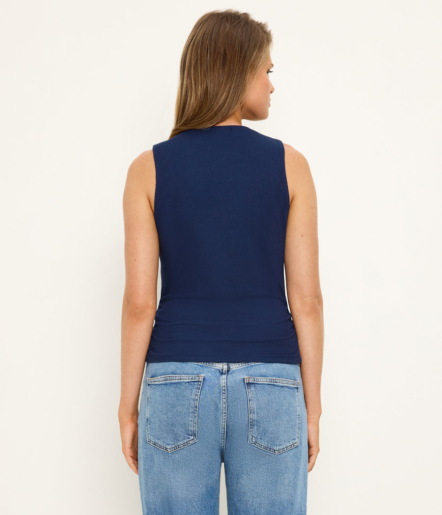 Maribel Square Neck Tank in Nocturnal Blue Back View  #NOCTURNAL