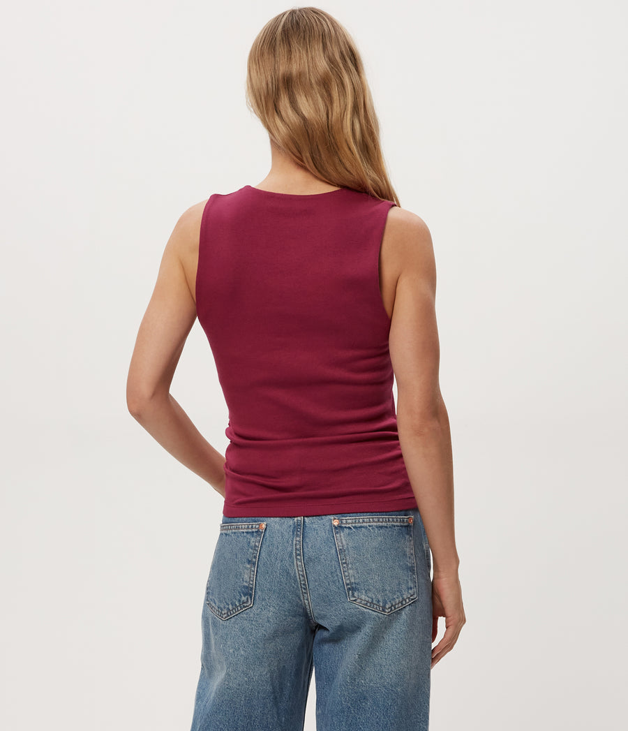 Maribel Square Neck Tank in RUBY RED Combo Back View #RUBY