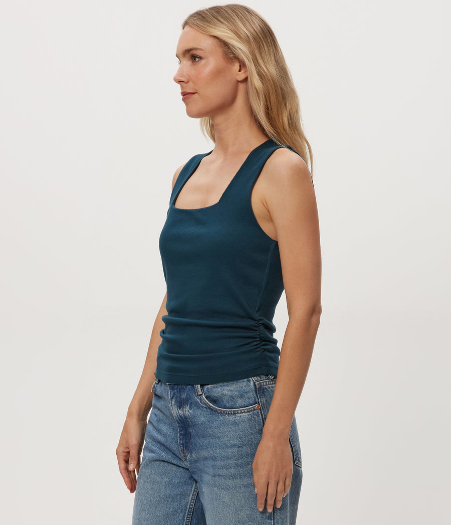 Maribel Square Neck Tank in RAINFOREST BLUE Combo Side View #RAINFOREST