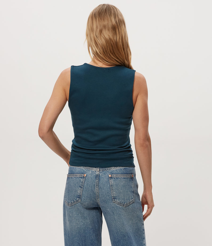 Maribel Square Neck Tank in RAINFOREST BLUE Combo Back View #RAINFOREST