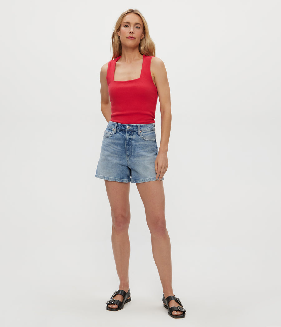 Maribel Square Neck Tank in Rumba Red Full Body View #RUMBA