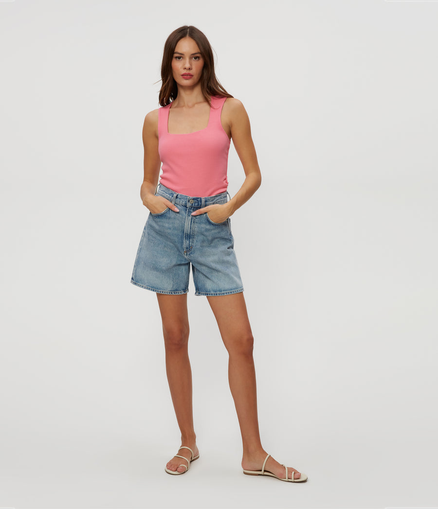 Maribel Square Neck Tank in ZINNIA PINK Full Body View #ZINNIA