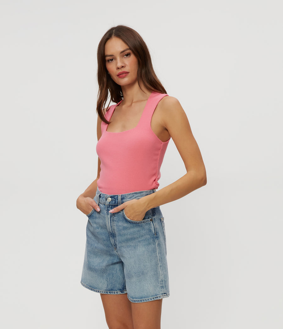 Maribel Square Neck Tank in ZINNIA PINK Side View #ZINNIA