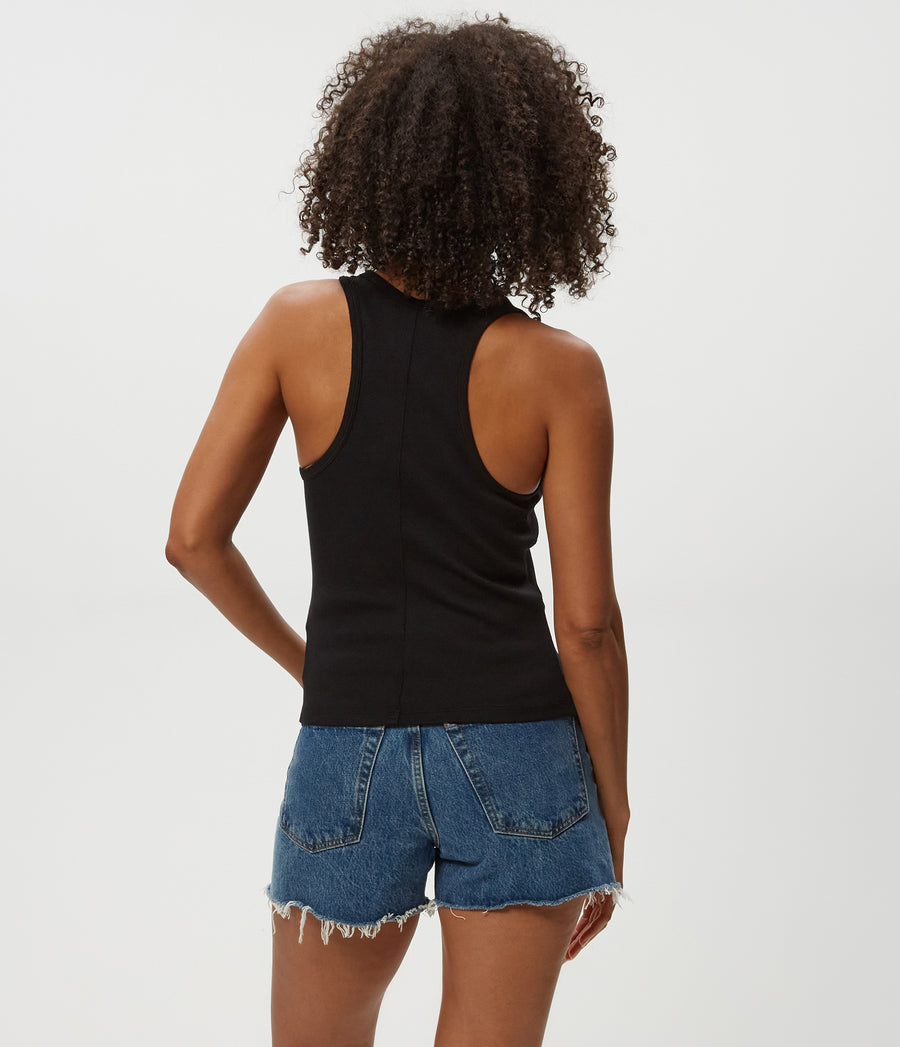 CHER SCOOP NECK TANK in Black Back View #BLACK